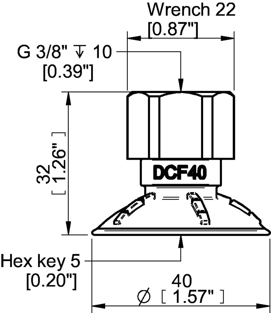 Piab Suction cup DCF40P Polyurethane 60, G3/8 female plastic