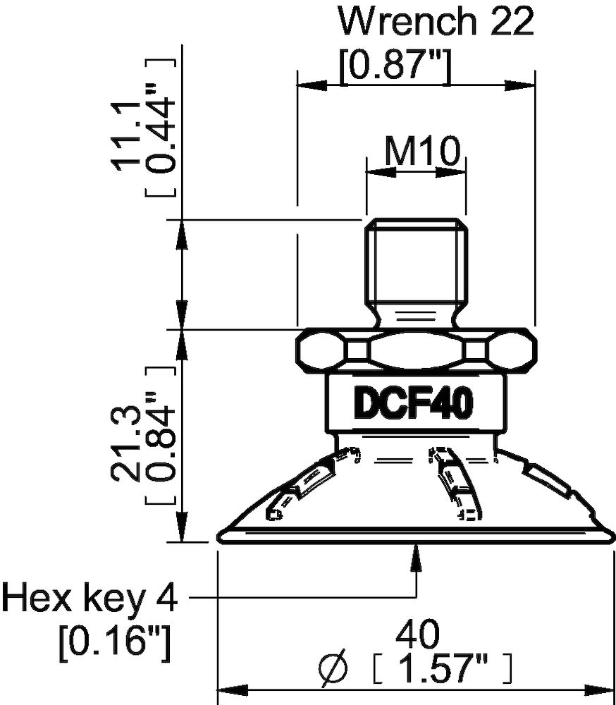 Piab Suction cup DCF40P Polyurethane 60, M10x1,5 male