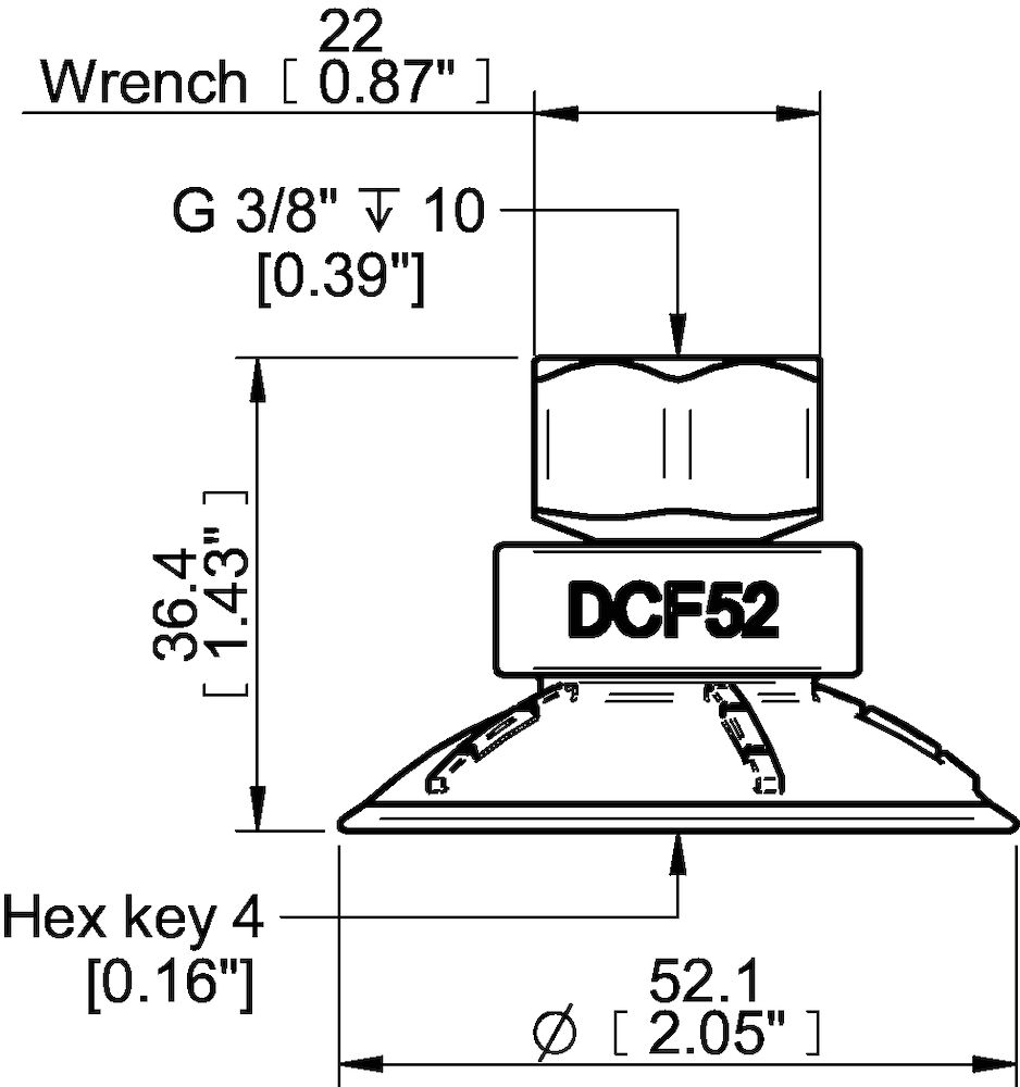 Piab Suction cup DCF52P Polyurethane 60, G3/8 female
