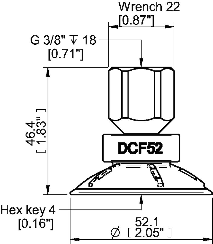 Piab Suction cup DCF52P Polyurethane 60, G3/8 female 17mm
