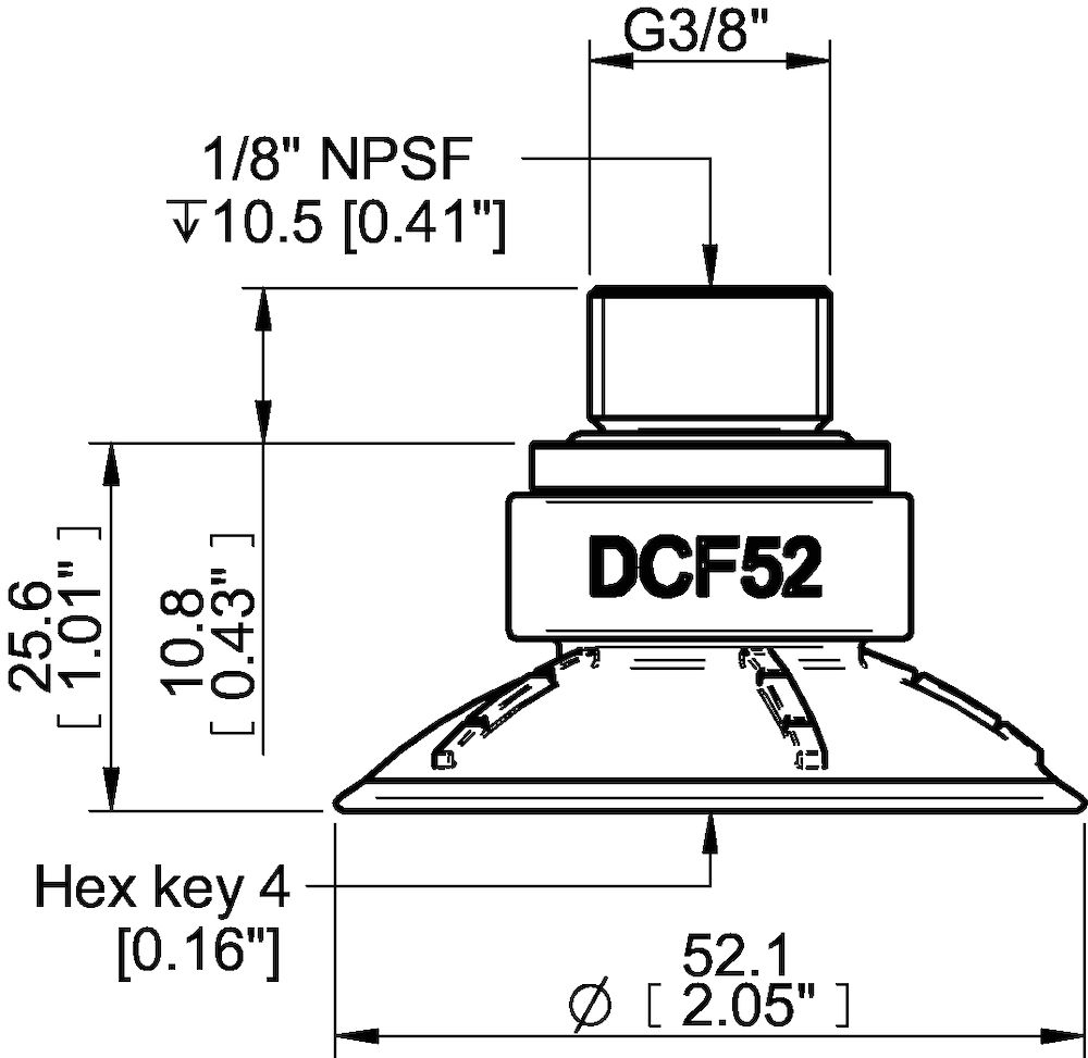 Piab Suction cup DCF52P Polyurethane 60, G3/8 male - 1/8 NPSF female