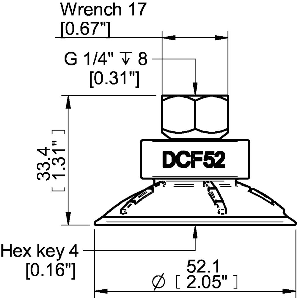 Piab Suction cup DCF52P Polyurethane 60, G1/4 female