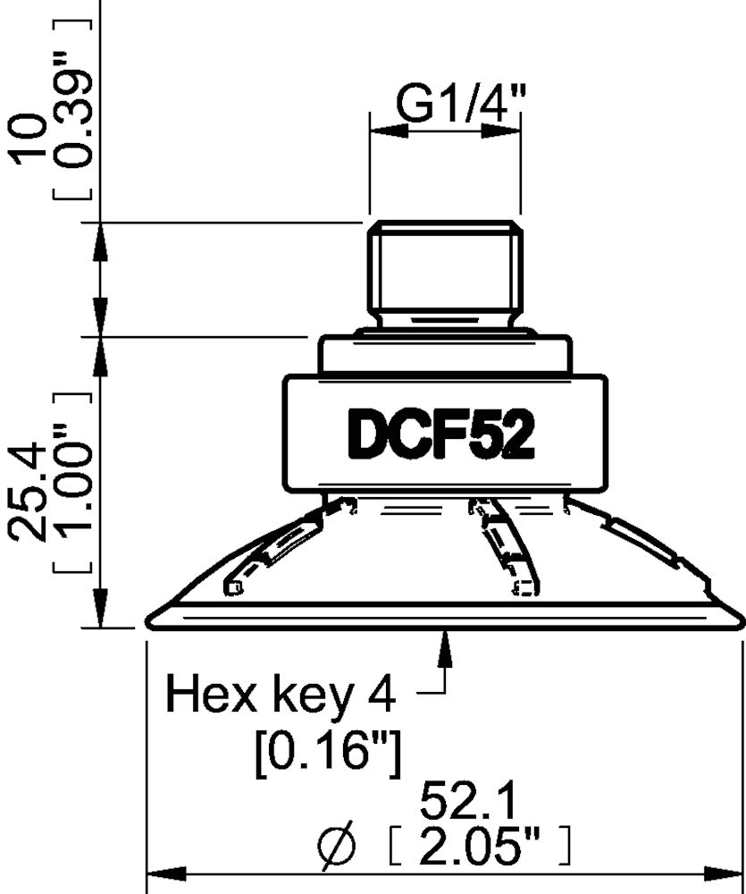 Piab Suction cup DCF52P Polyurethane 60, G1/4 male