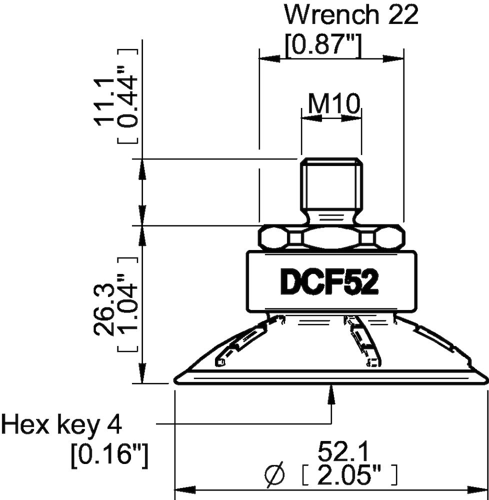 Piab Suction cup DCF52P Polyurethane 60, M10x1,5 male