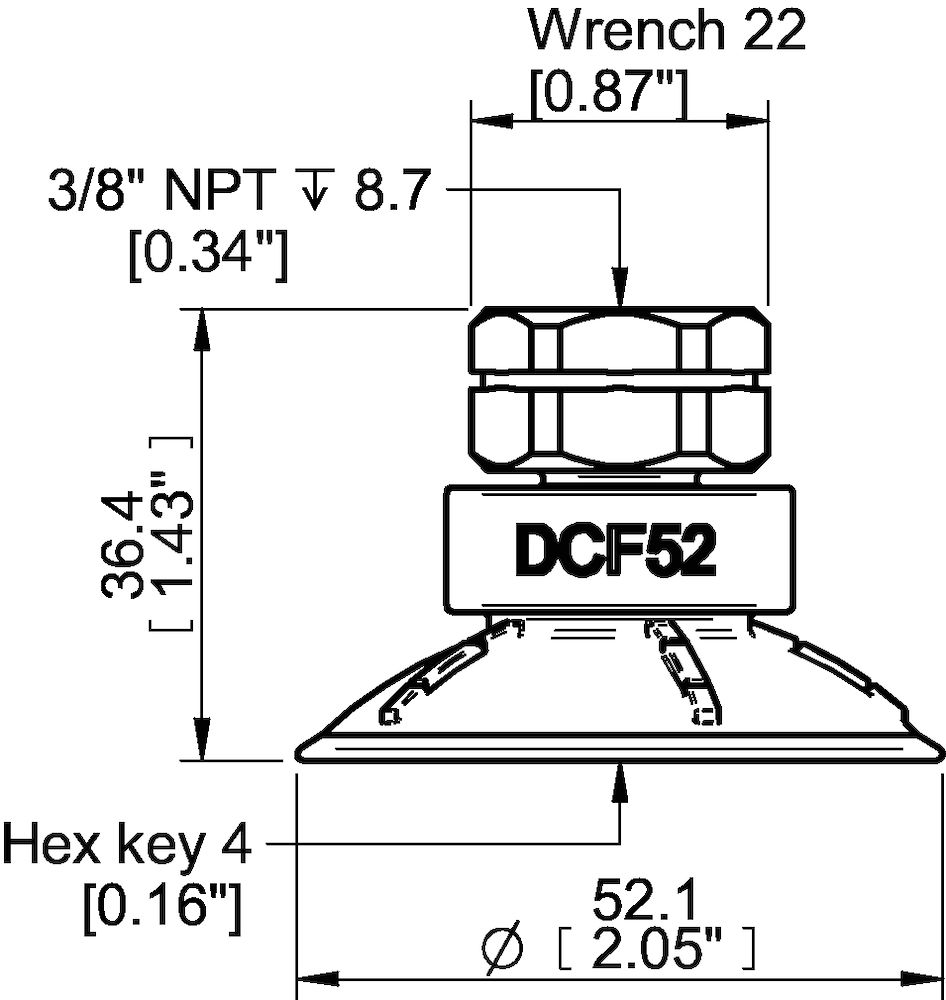 Piab Suction cup DCF52P Polyurethane 60, 3/8 NPT female