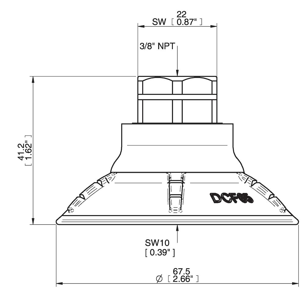 Piab Suction cup DCF65P Polyurethane 60, 3/8 NPT female, with mesh filter