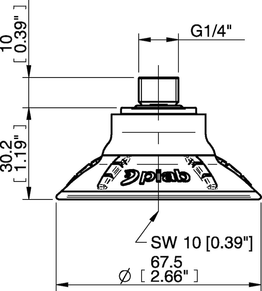 Piab Suction cup DCF65P Polyurethane 60 G1/4 male with mesh filter