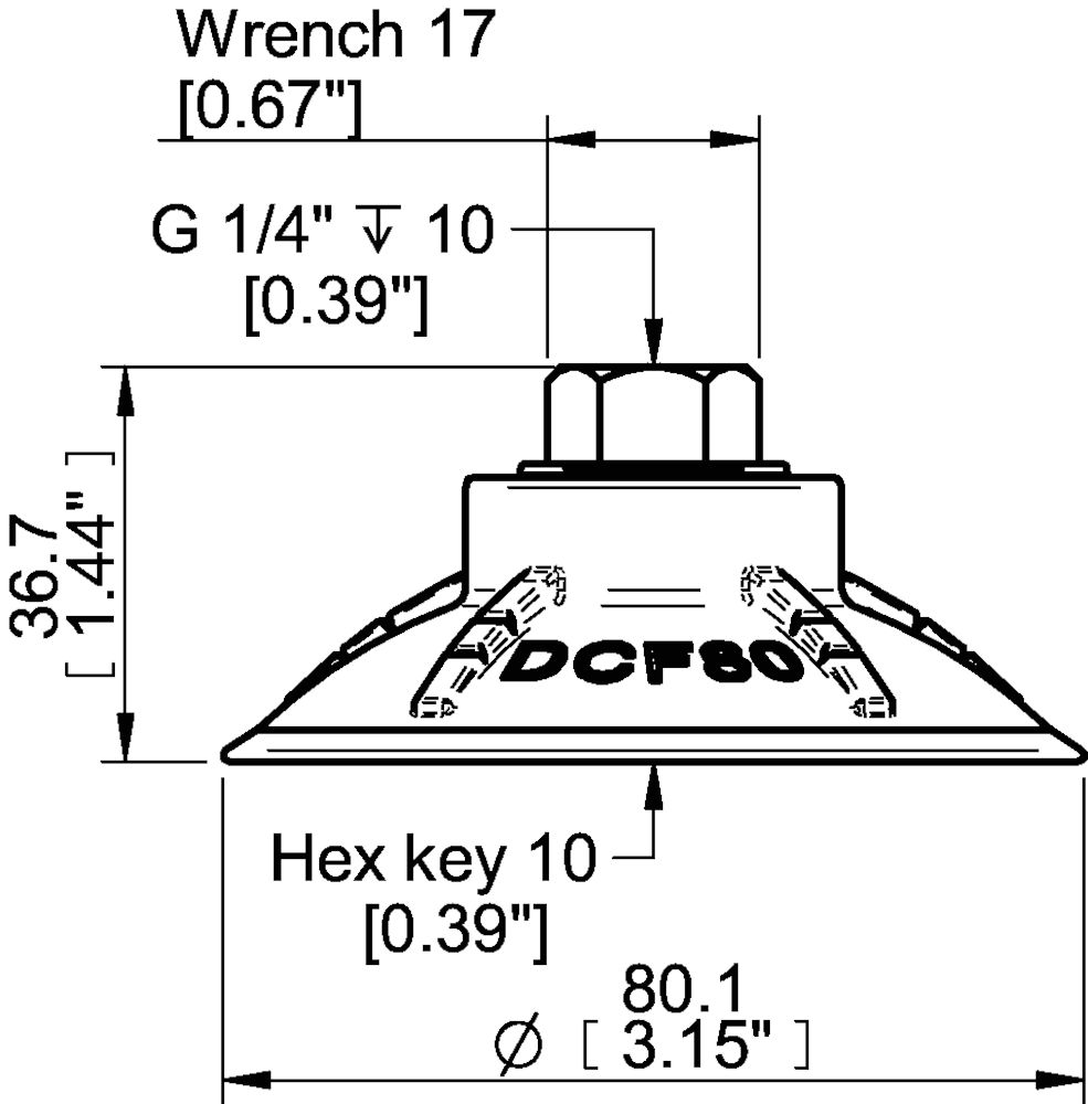 Piab Suction cup DCF80P Polyurethane 60, G1/4 female with mesh filter
