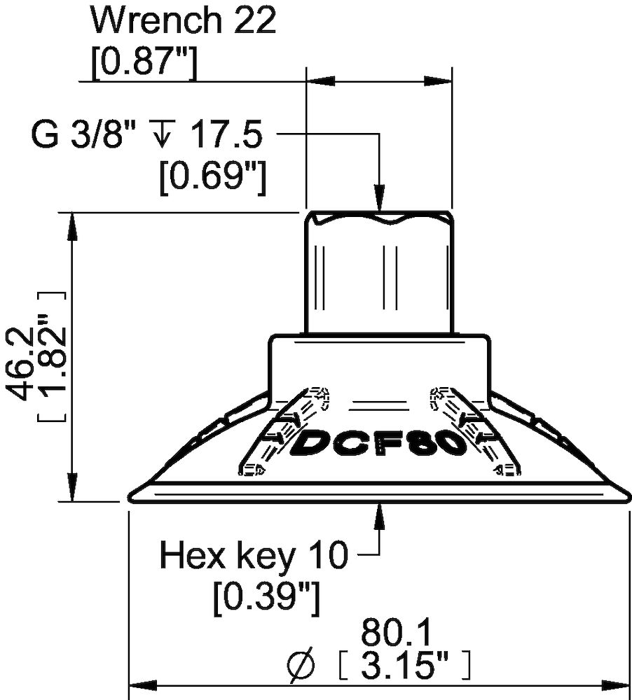Piab Suction cup DCF80P Polyurethane 60, G3/8 female 17mm with mesh filter