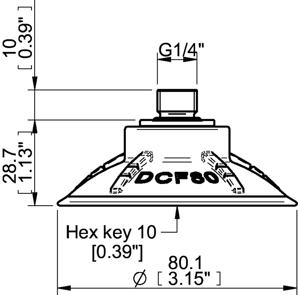 Piab Suction cup DCF80P Polyurethane 60, G1/4 male with mesh filter