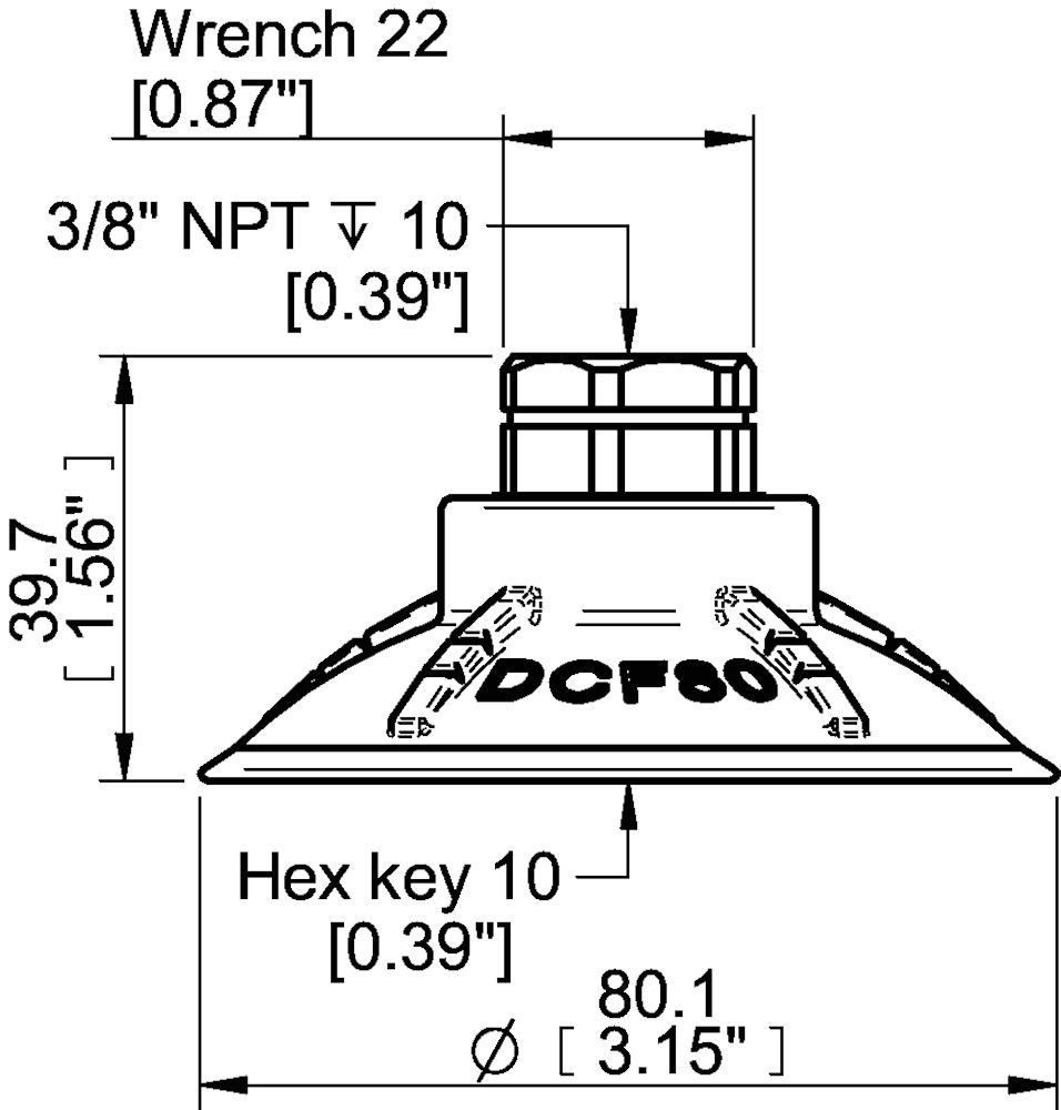 Piab Suction cup DCF80P Polyurethane 60, 3/8 NPT female with mesh filter