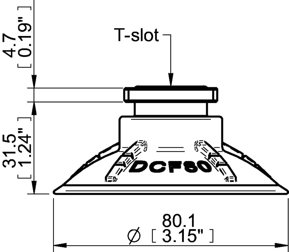 Piab Suction cup DCF80P Polyurethane 60, T-slot with mesh filter