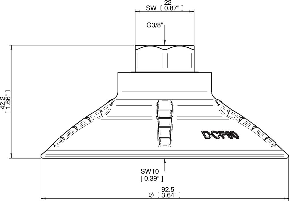 Piab Suction cup DCF90P Polyurethane 60, G3/8 female, with mesh filter