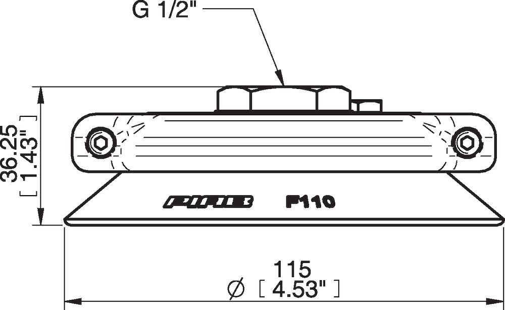 Piab Suction cup F110P Polyurethane 30/60, G1/2 female, with mesh filter