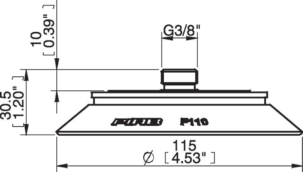 Piab Suction cup F110P Polyurethane 60, thread insert G3/8, with mesh filter for Vacuum Gripper Sys