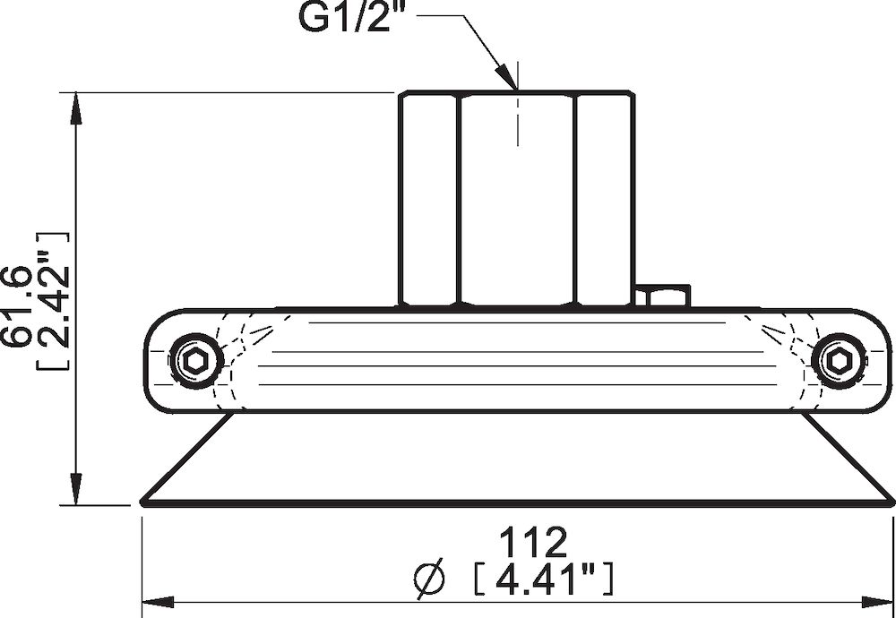 Piab Suction cup F110 Silicone, G1/2 female, clamp ring with cone valve