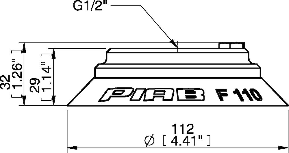 Piab Suction cup F110 Nitrile-PVC, G1/2 female Al, with mesh filter