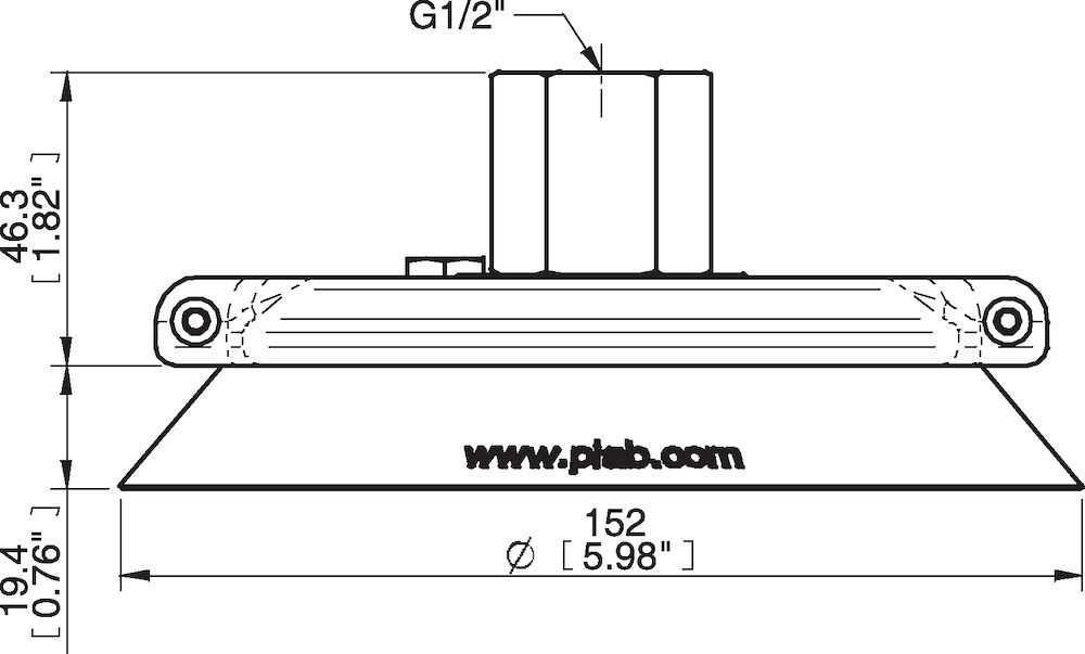 Piab Suction cup F150 Nitrile-PVC, G1/2 female, clamp ring with cone valve