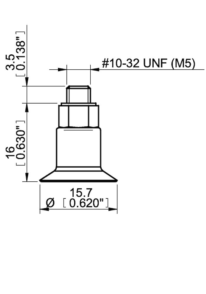 Piab Suction cup F15 Silicone FCM, M5 male