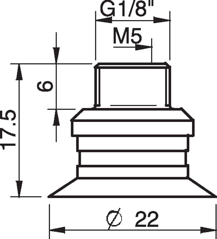 Piab Suction cup F20 Chloroprene, G1/8 male/M5 female, PA