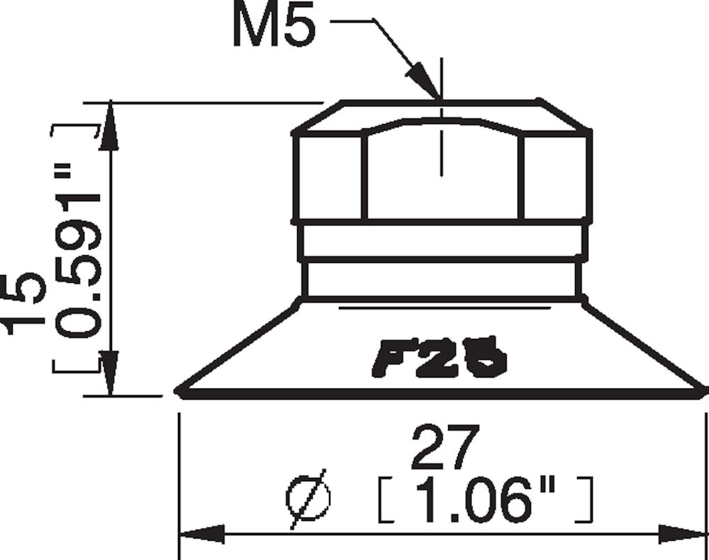 Piab Suction cup F25 Chloroprene, M5 female