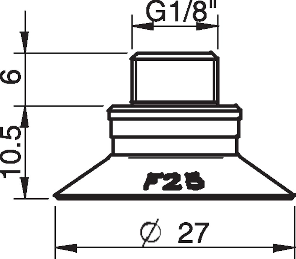 Piab Suction cup F25 Chloroprene, G1/8 male/M5 female