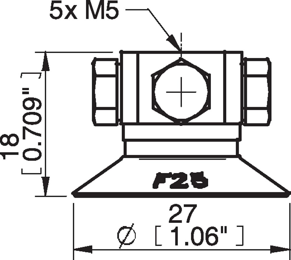 Piab Suction cup F25 Silicone, 5xM5 female