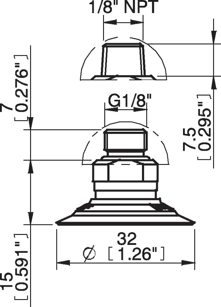 Piab Suction cup F30MF Thermoelastic polyurethane, G1/8 male, with mesh filter
