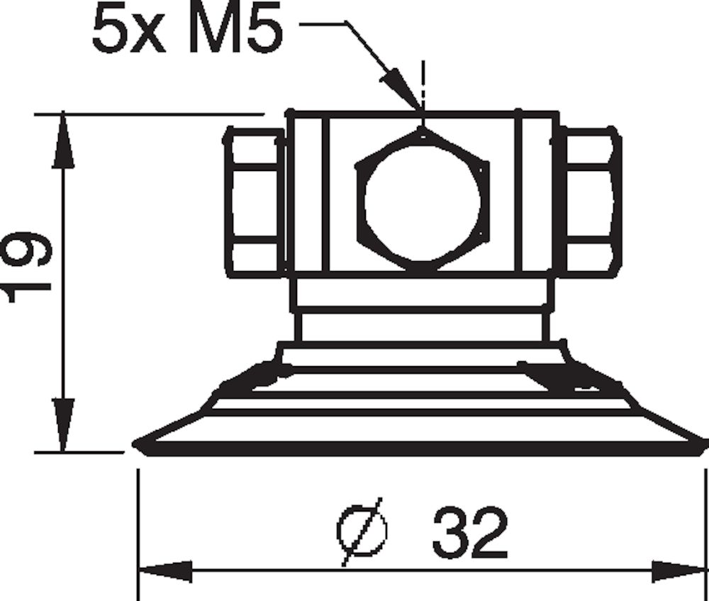 Piab Suction cup F30MF Thermoelastic polyurethane, 5xM5 female