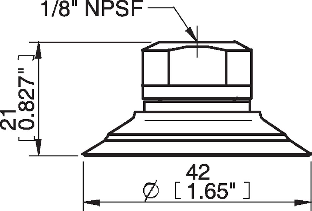Piab Suction cup F40-2 Silicone, 1/8 NPSF female, with dual flow control valve
