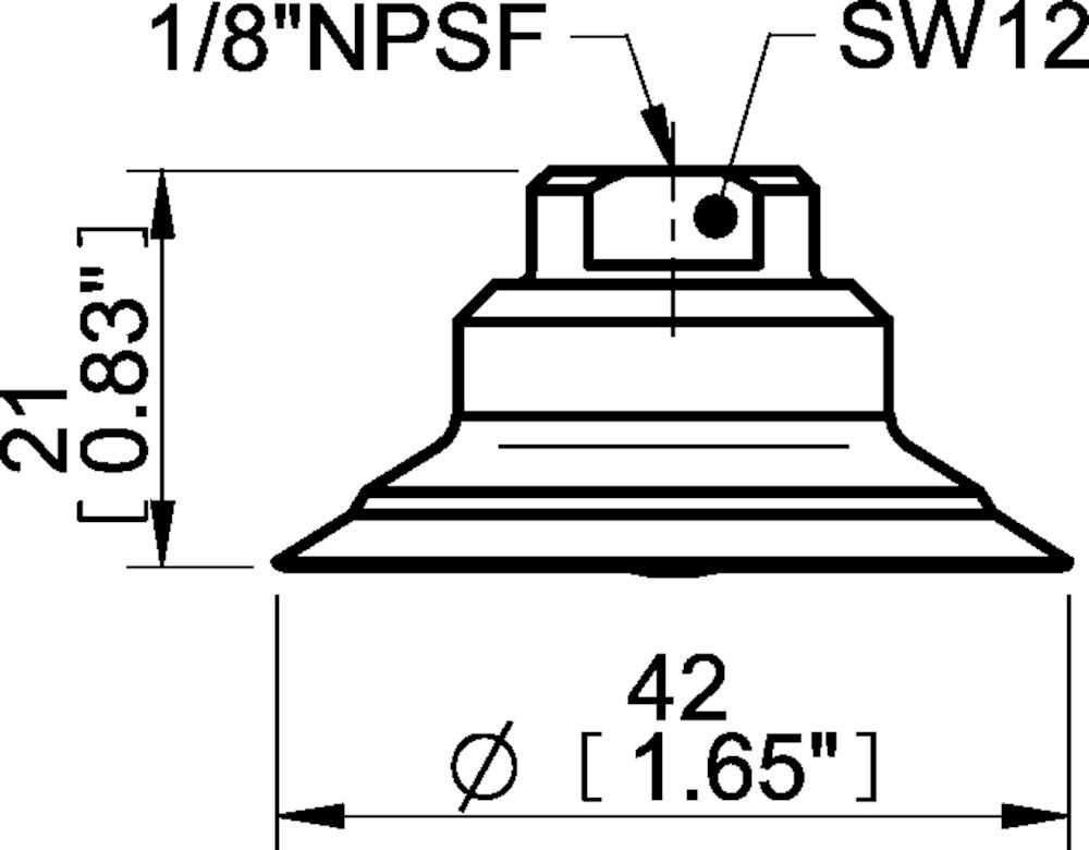 Piab Suction cup F40-2 Nitrile-PVC, 1/8 NPSF female, with cone valve