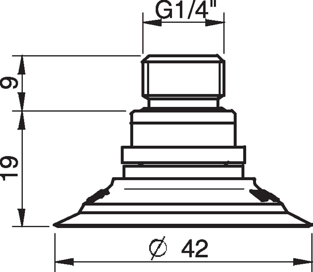 Piab Suction cup F40MF Thermoelastic polyurethane, G1/4 male, with dual flow control valve