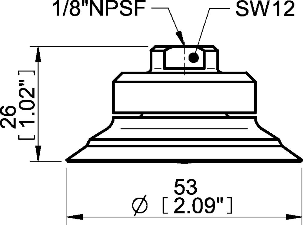 Piab Suction cup F50-2 Silicone, 1/8 NPSF female, with cone valve