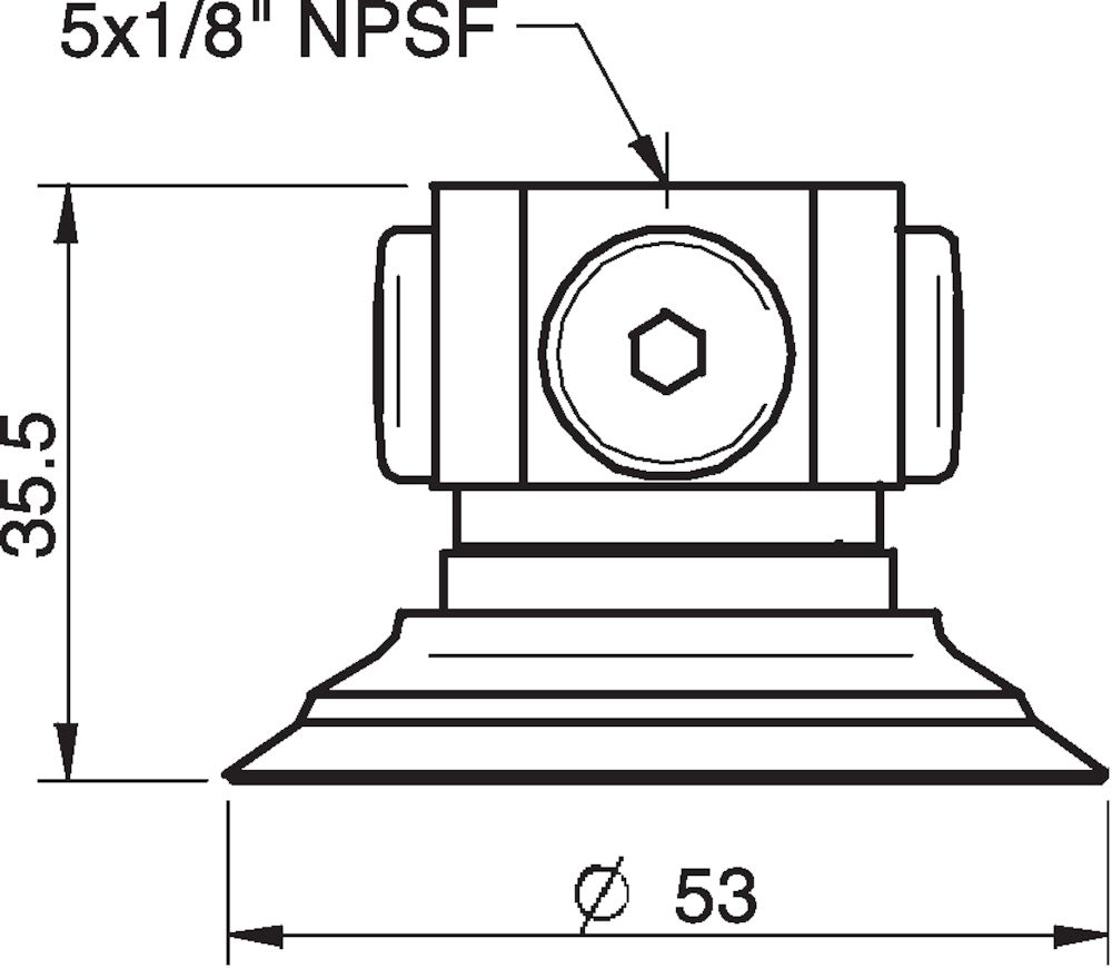 Piab Suction cup F50-2 Nitrile-PVC, 5x1/8 NPSF female