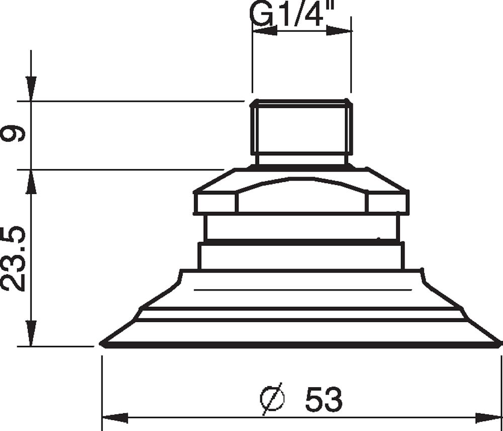 Piab Suction cup F50-2 Nitrile-PVC, 1/4 NPT male, with dual flow control valve