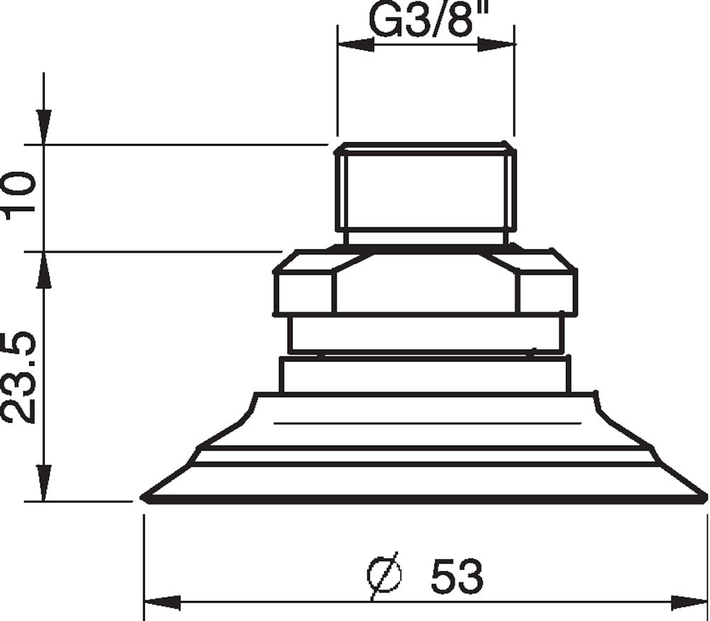 Piab Suction cup F50-2 HNBR, G3/8 male, with mesh filter