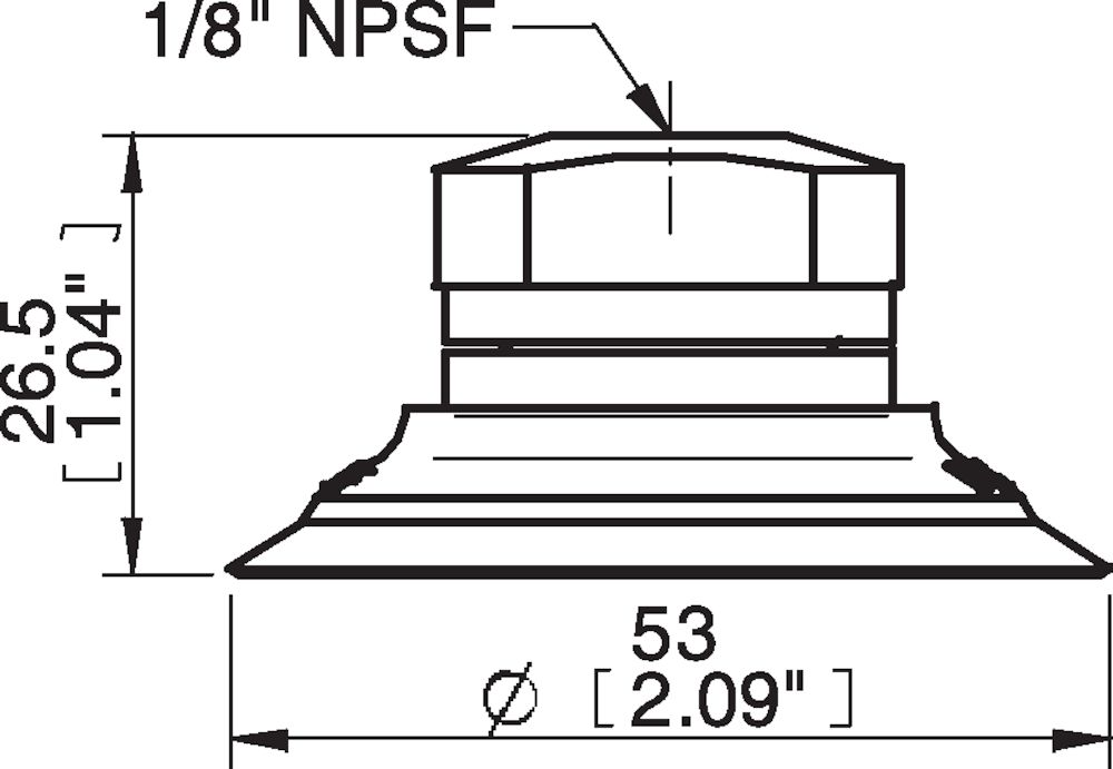 Piab Suction cup F50MF Thermoelastic polyurethane, 1/8 NPSF female, with mesh filter