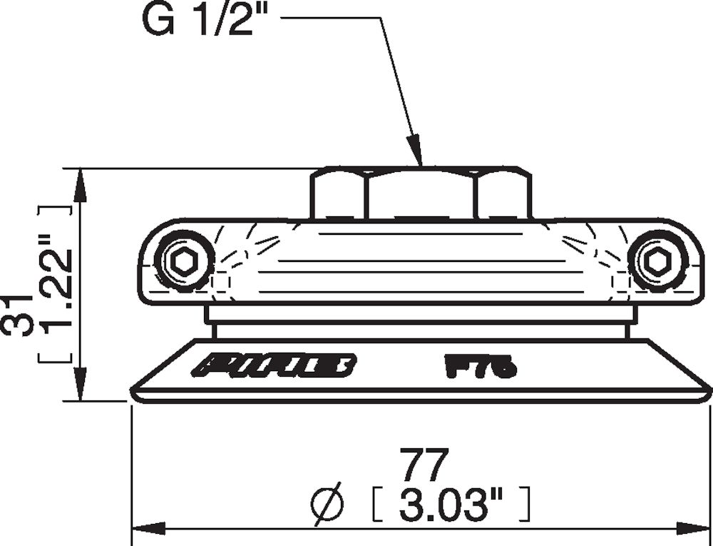 Piab Suction cup F75P Polyurethane 60, G1/2 female, with mesh filter