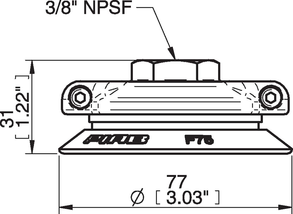 Piab Suction cup F75P Polyurethane 30/60, 3/8 NPSF female, with mesh filter