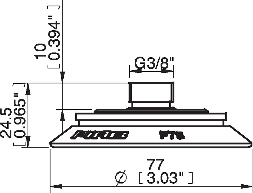 Piab Suction cup F75P Polyurethane 60, thread insert G3/8 male, with mesh filter for Vacuum Gripper