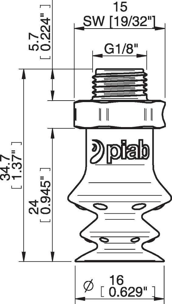 Piab FBX15.DS40.G18MDC.00 Suction cups and soft grippers