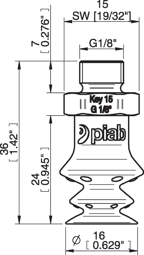 Piab FBX15.DS40.G18MSS.00 Suction cups and soft grippers