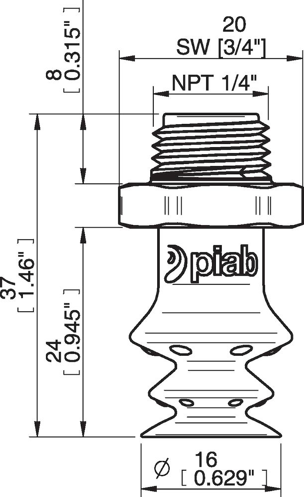 Piab FBX15.DS40.NT14MDC.00 Suction cups and soft grippers