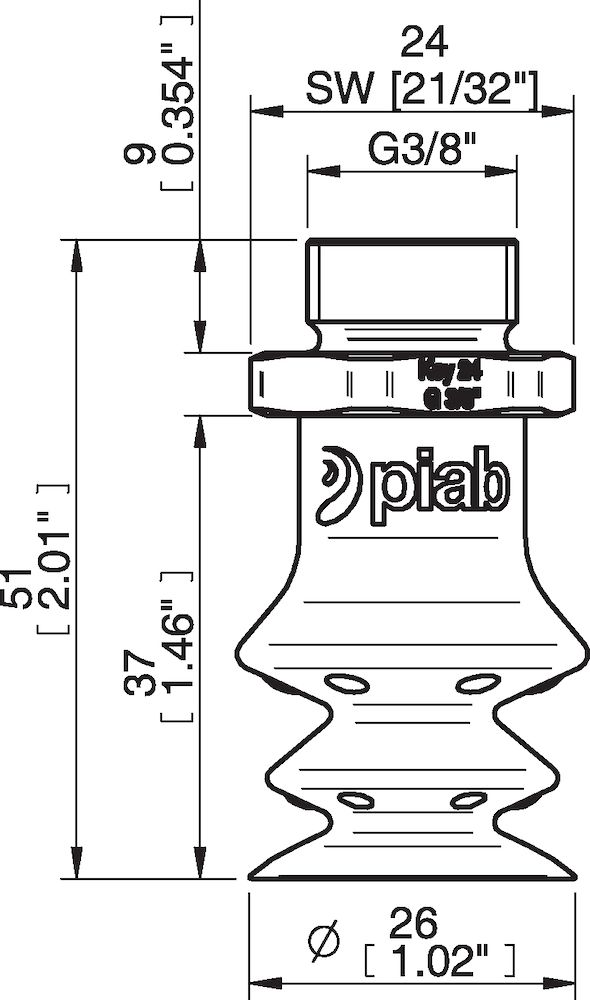Piab FBX25.DS40.G38MSS.00 Suction cups and soft grippers