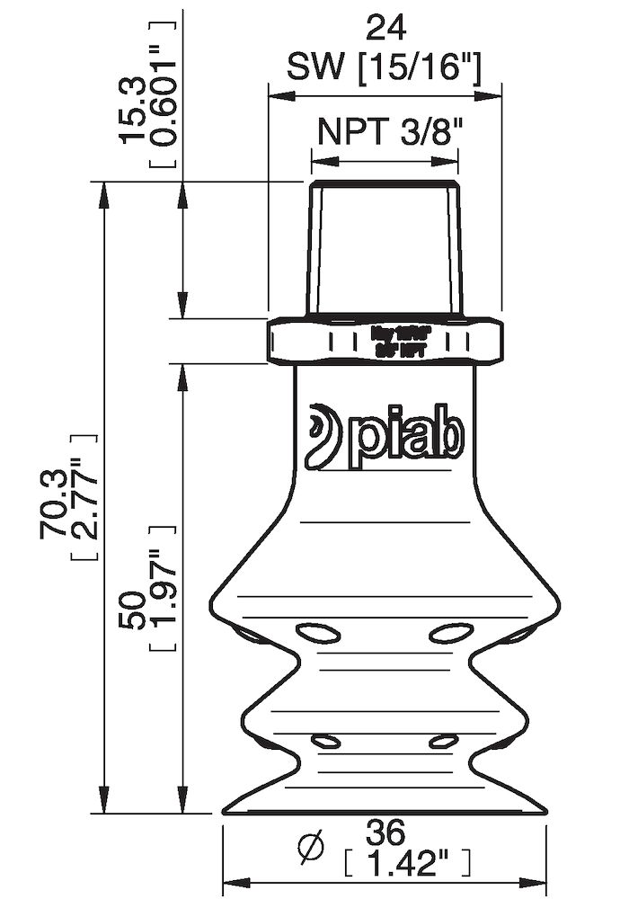 Piab FBX35.DS40.NT38MSS.00 Suction cups and soft grippers
