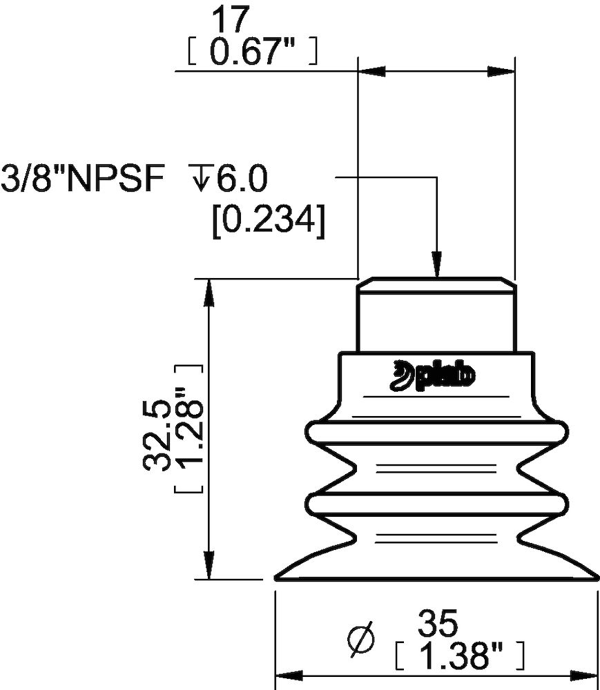 Piab Suction cup F-BXT35 Silicone 1/8 NPSF female