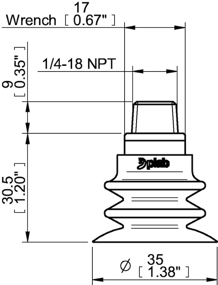 Piab Suction cup F-BXT35 Silicone 1/4 NPT male, with mesh filter