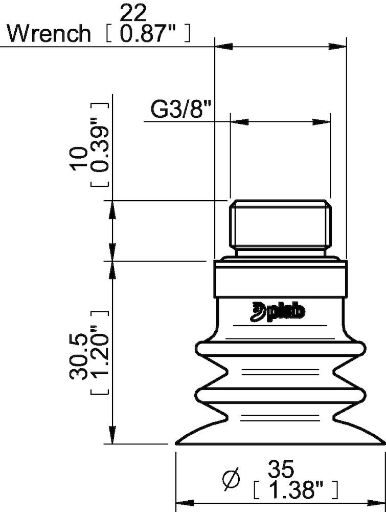 Piab Suction cup F-BXT35 Silicone G3/8 male, with mesh filter