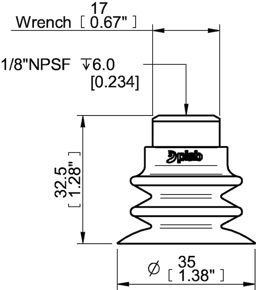 Piab Suction cup F-BXT35 Silicone 1/8 NPSF female, with mesh filter