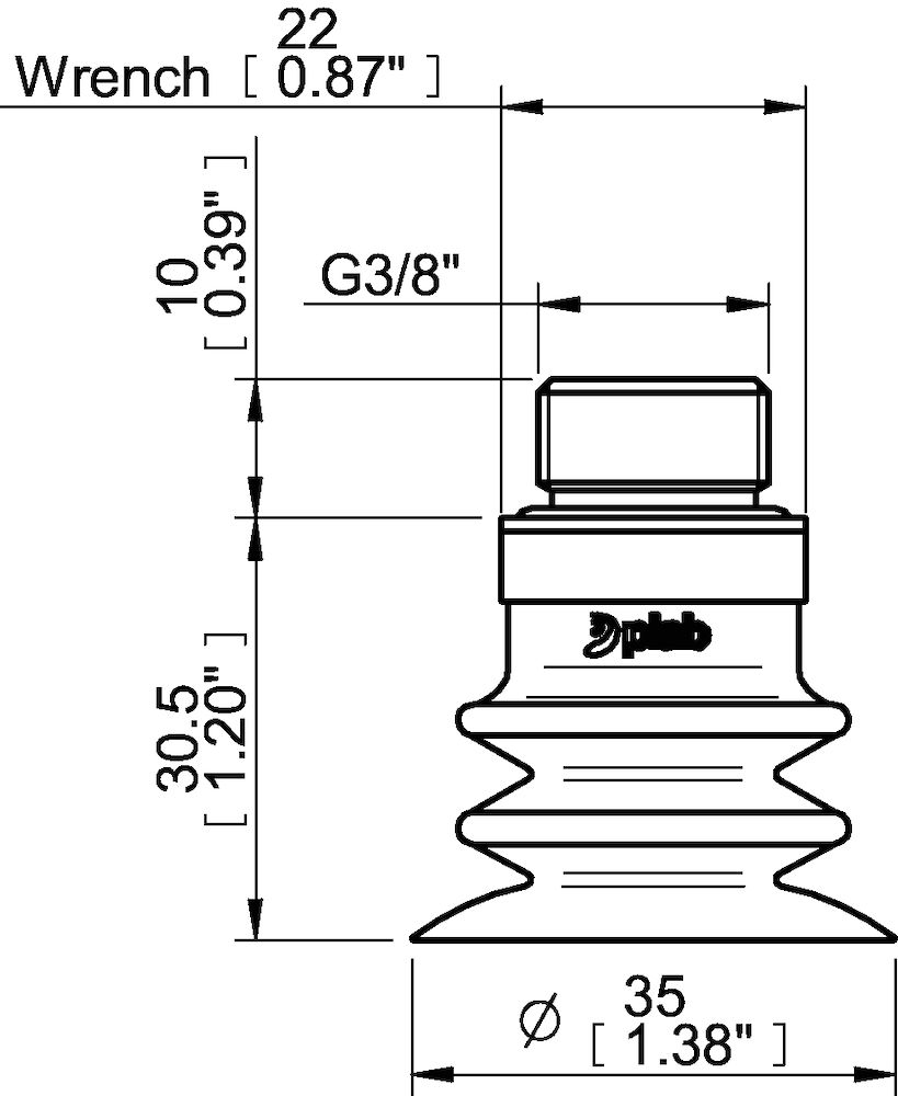 Piab Suction cup F-BXT35 Silicone G3/8 male, with mesh and dual flow control valve